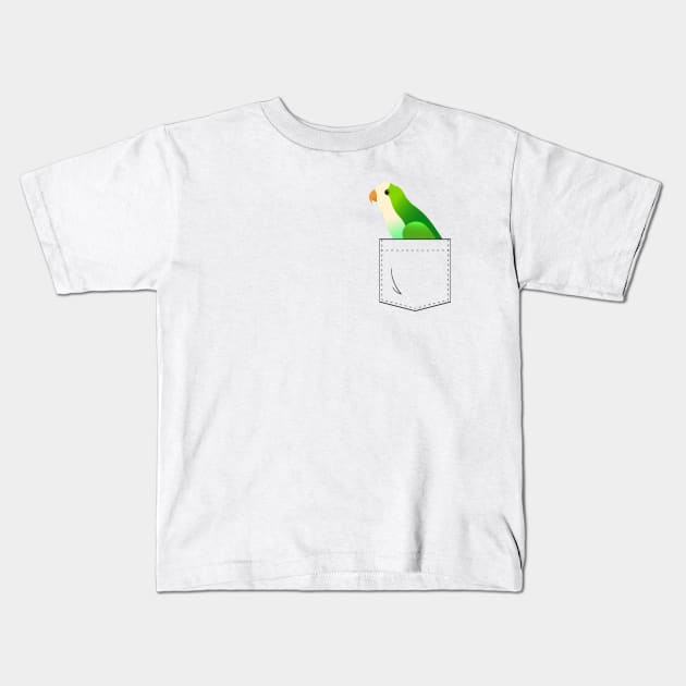 Quaker Parrot Monk Parakeet In Your Front Pocket Kids T-Shirt by Einstein Parrot
